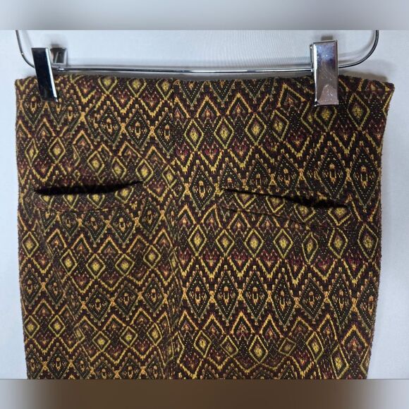 Women's Free People Pull-On Pants w/ Diamond Jacquard Pattern - Brown - Size 2 - Picture 6 of 7